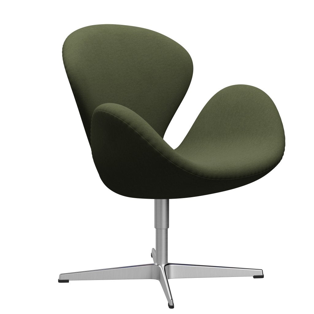 Fritz Hansen Swan Lounge Chair, satén kartáčovaný hliník/pohodlí zelená/šedá