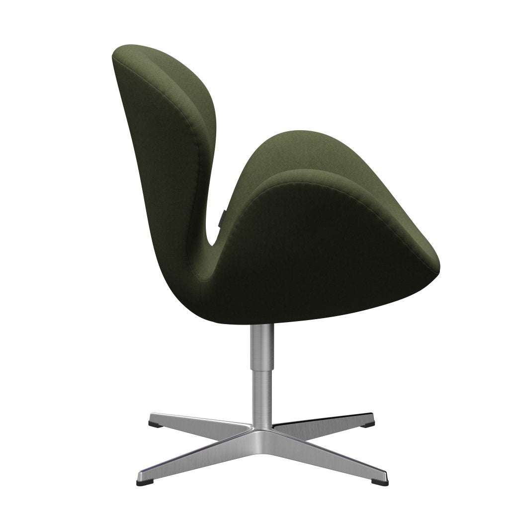 Fritz Hansen Swan Lounge Chair, satén kartáčovaný hliník/pohodlí zelená/šedá