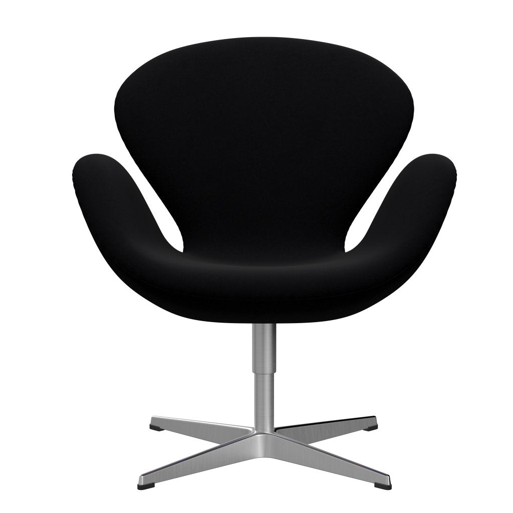 Fritz Hansen Swan Lounge Chair, saténový kartáčovaný hliník/pohodlí černá (00050)