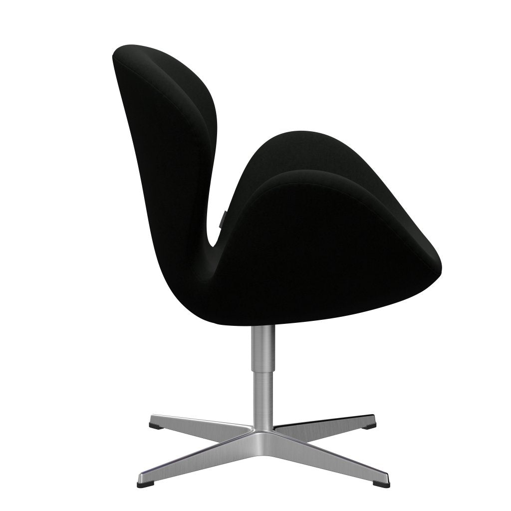 Fritz Hansen Swan Lounge Chair, saténový kartáčovaný hliník/pohodlí černá (60009)