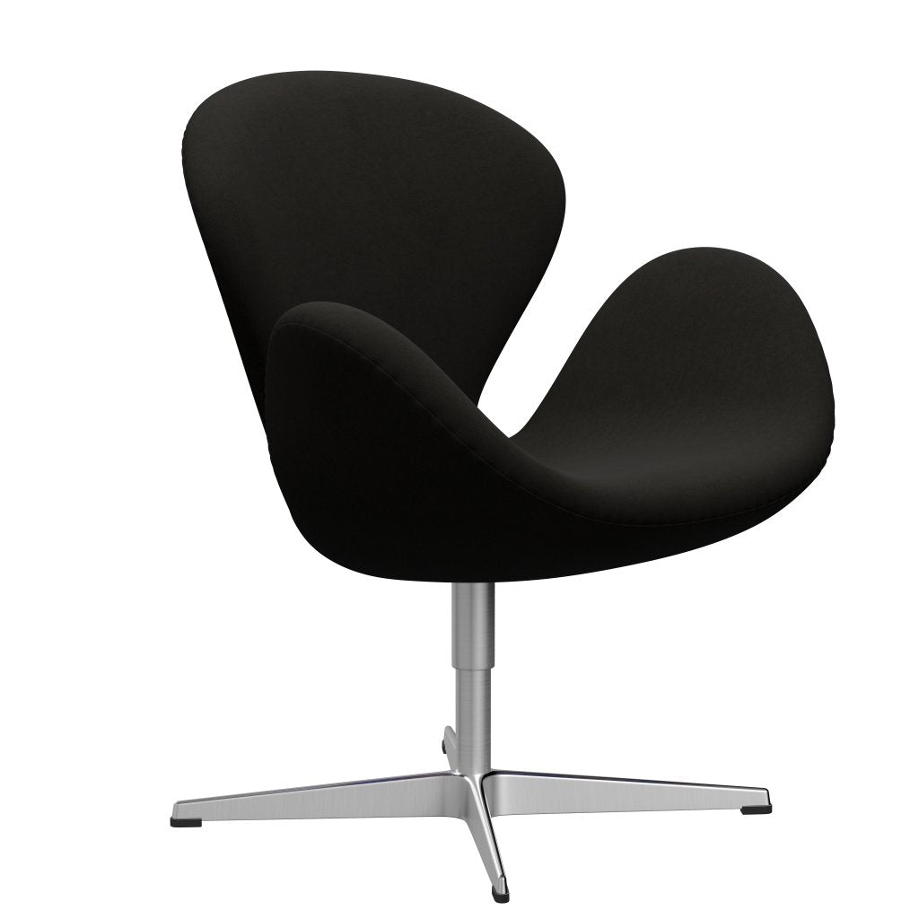 Fritz Hansen Swan Lounge Chair, saténový kartáčovaný hliník/pohodlí černá (61013)