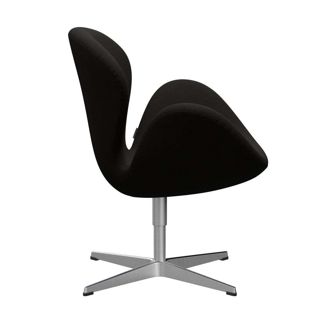 Fritz Hansen Swan Lounge Chair, saténový kartáčovaný hliník/pohodlí černá (61013)