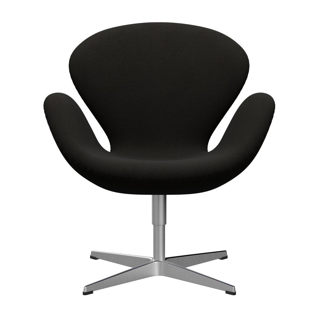 Fritz Hansen Swan Lounge Chair, saténový kartáčovaný hliník/pohodlí černá (61013)