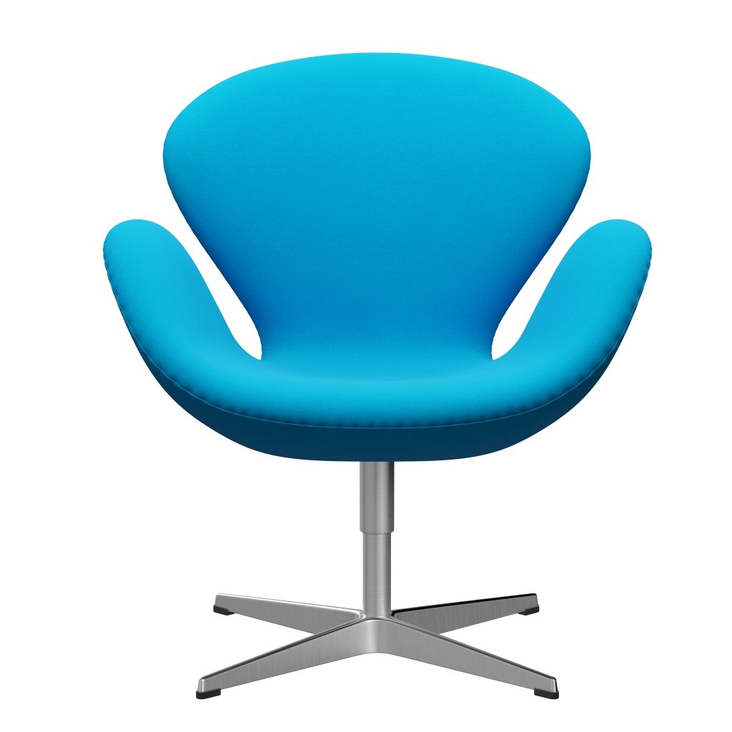 Fritz Hansen Swan Lounge Chair, saténový kartáčovaný hliník/komfortní tyrkysová (67001)