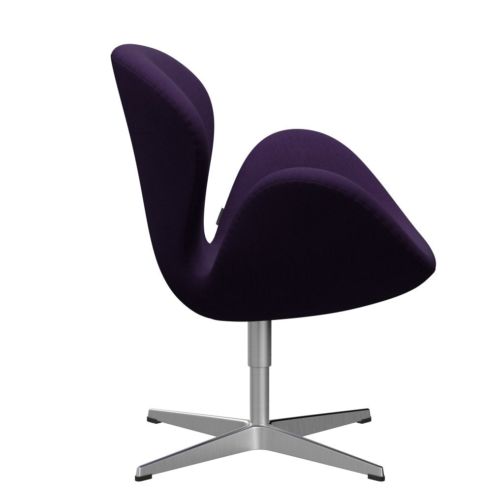 Fritz Hansen Swan Lounge Chair, Satin Brushed Aluminium/Comfort Violet Dark