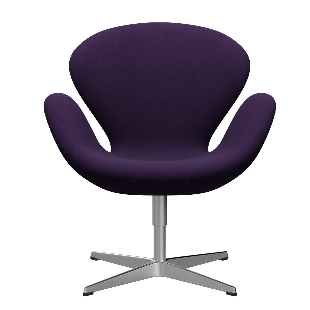 Fritz Hansen Swan Lounge Chair, Satin Brushed Aluminium/Comfort Violet Dark