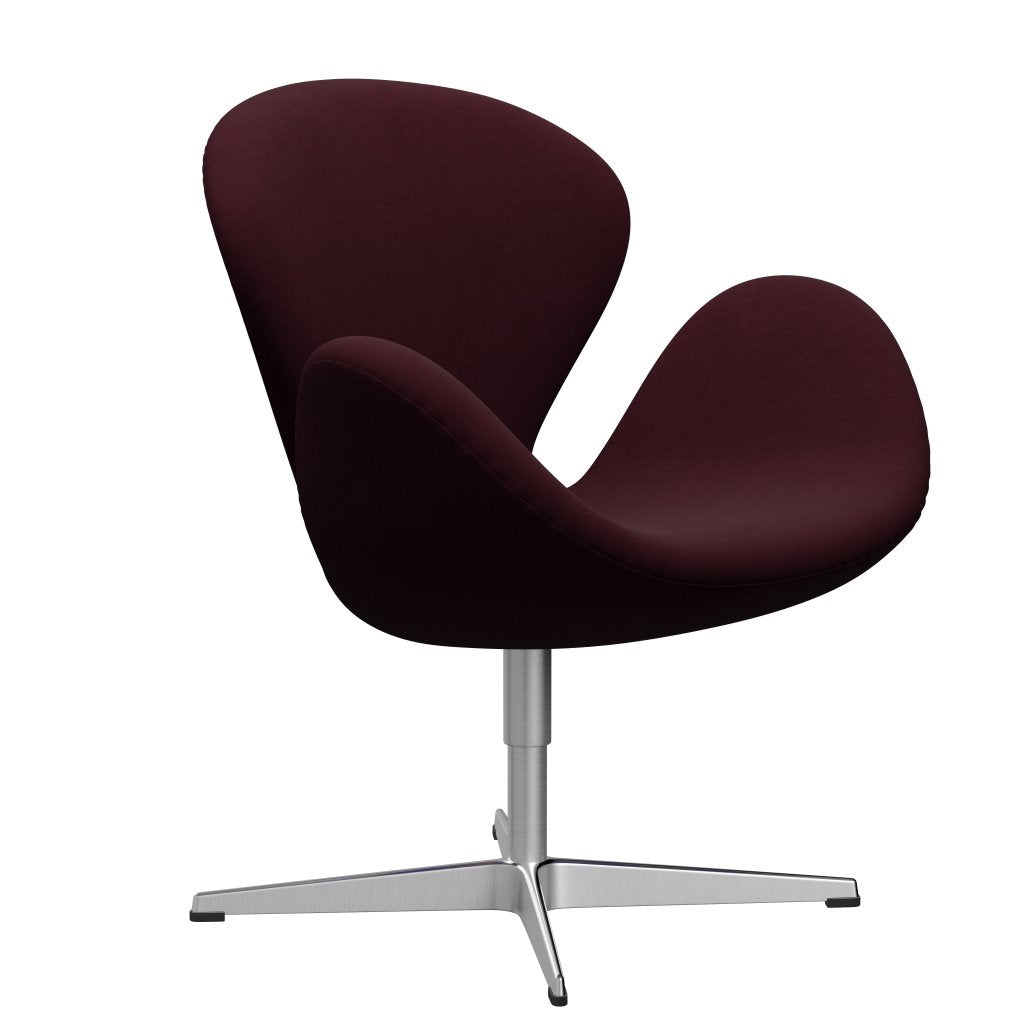 Fritz Hansen Swan Lounge Chair, satén kartáčovaný hliník/pohodlí fialové/tmavě červená