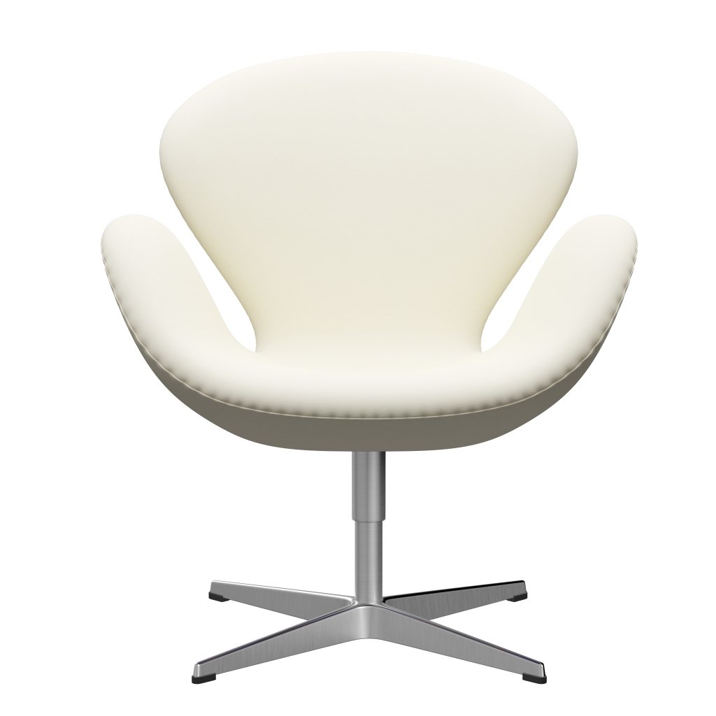 Fritz Hansen Swan Lounge Chair, satén kartáčovaný hliník/pohodlí bílá