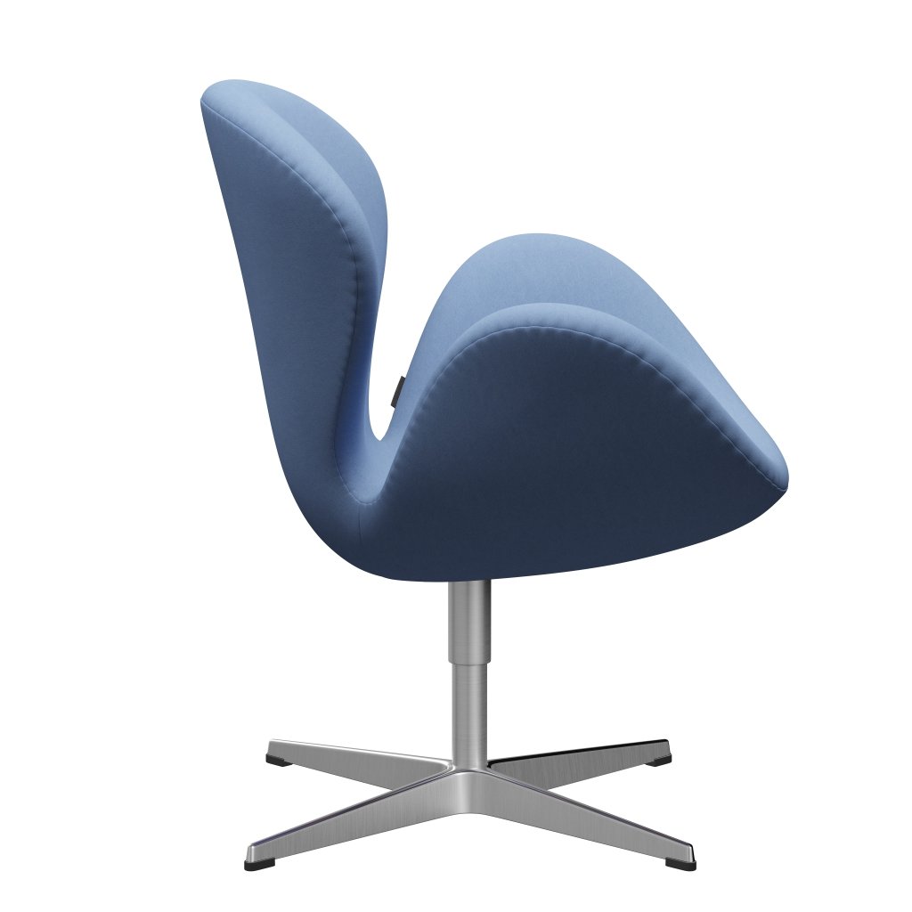 Fritz Hansen Swan Lounge Chair, Satin Brushed Aluminium/Comfort White/Blue