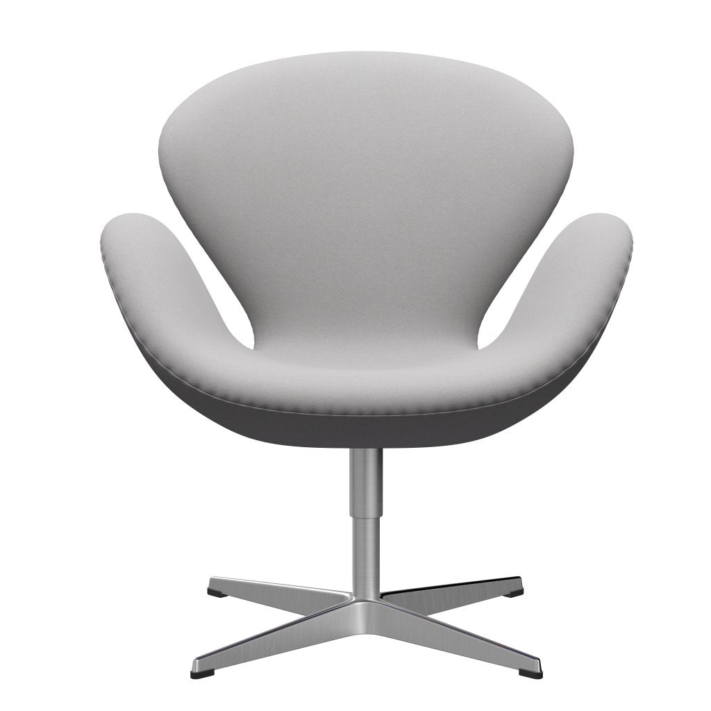 Fritz Hansen Swan Lounge Chair, satén kartáčovaný hliník/pohodlí bílá/šedá