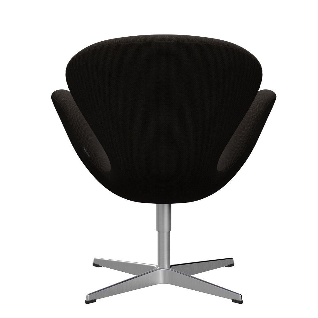 Fritz Hansen Swan Lounge Chair, Satin Brushed Aluminium/Diablo Chocolate Dark