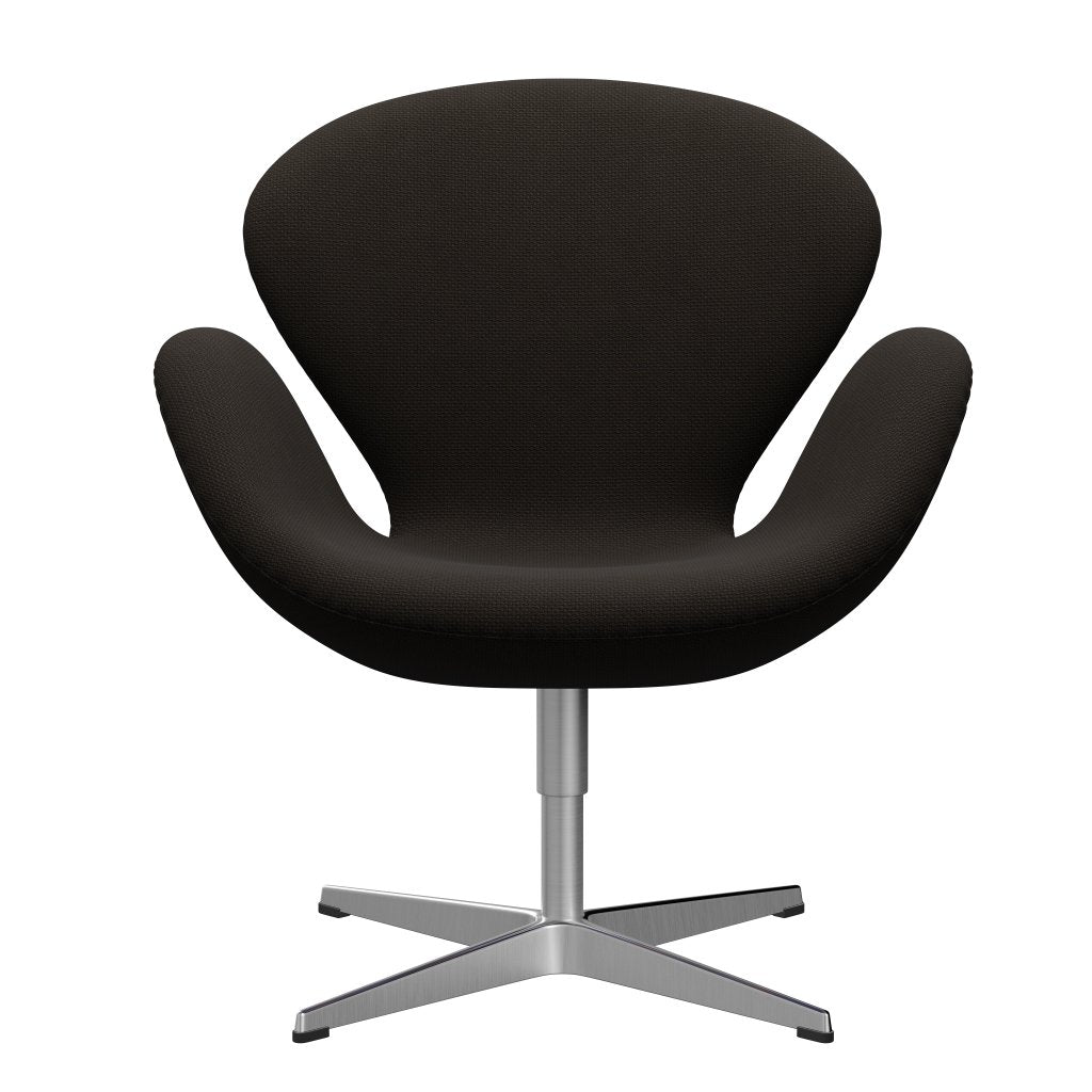 Fritz Hansen Swan Lounge Chair, saténová kartáčovaná hliník/Diablo Chocolate Dark