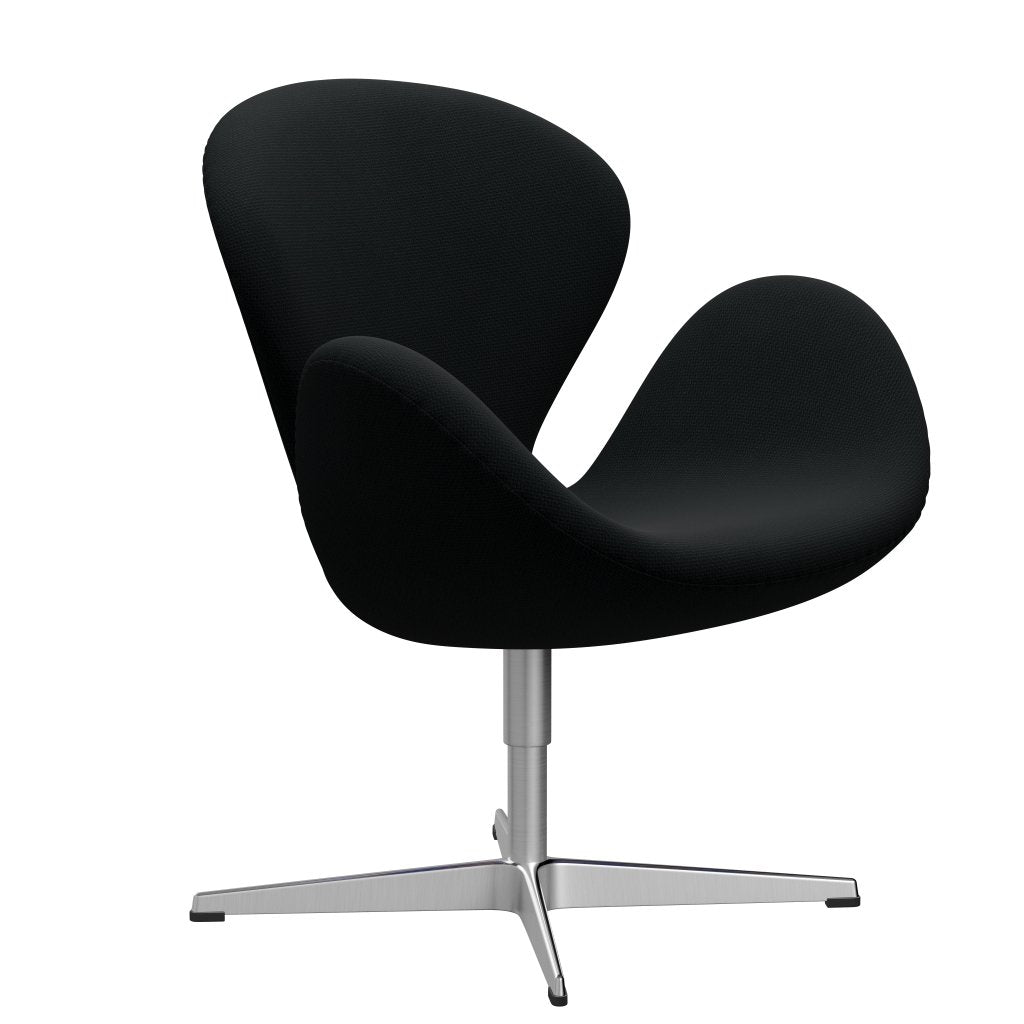 Fritz Hansen Swan Lounge Chair, Satin Brushed Aluminium/Diablo Black