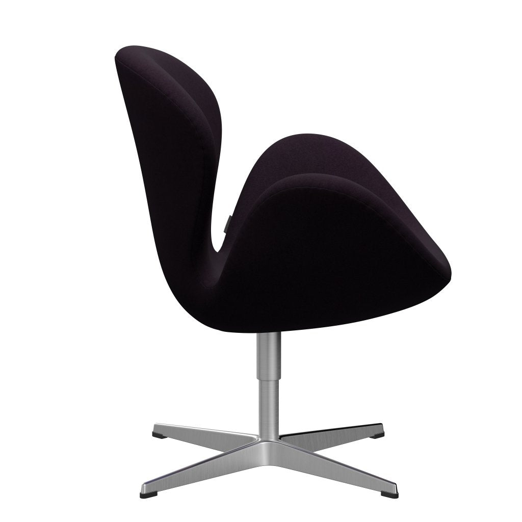 Fritz Hansen Swan Lounge Chair, Satin Brushed Aluminium/Divina Aubergine (376)