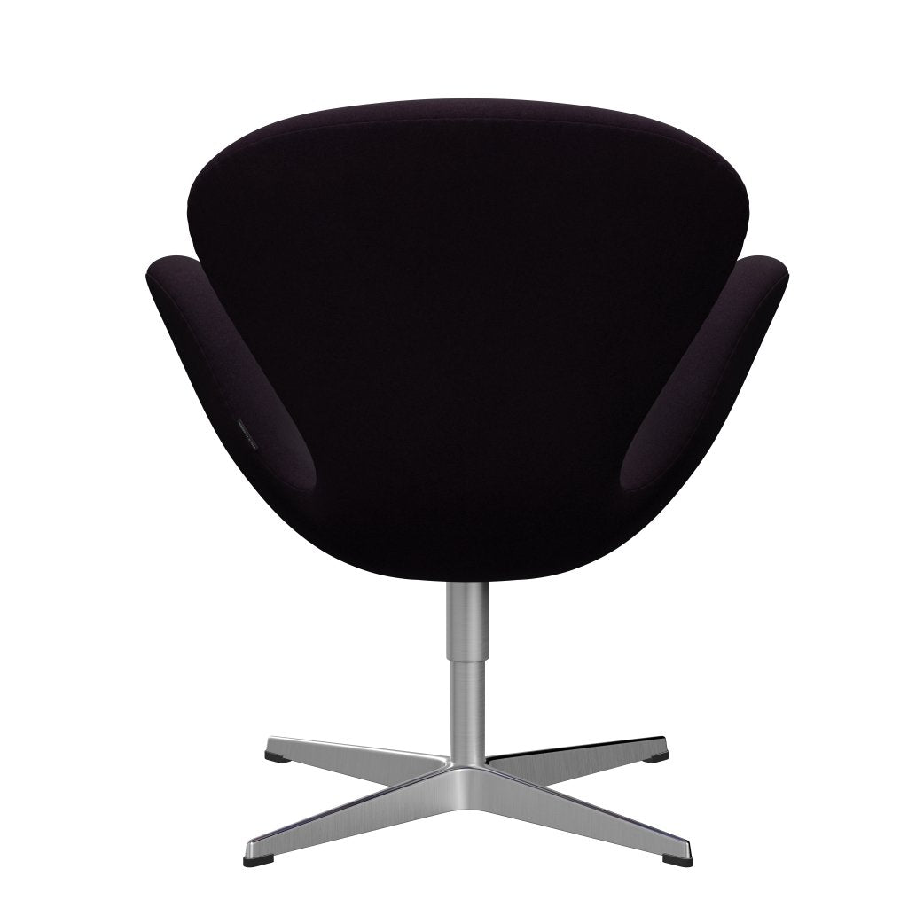 Fritz Hansen Swan Lounge Chair, Satin Brushed Aluminium/Divina Aubergine (376)