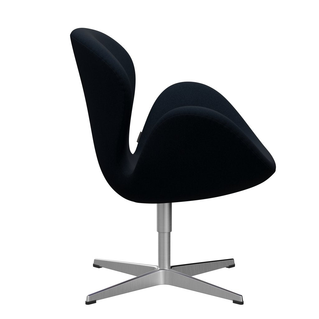 Fritz Hansen Swan Lounge Chair, Satin Brushed Aluminium/Divina Dark Blue