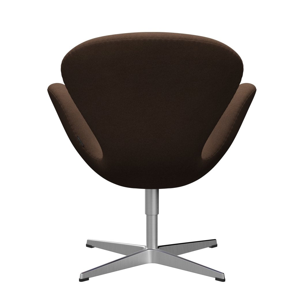 Fritz Hansen Swan Lounge Chair, Satin Brushed Aluminium/Divina Dark Brown (356)