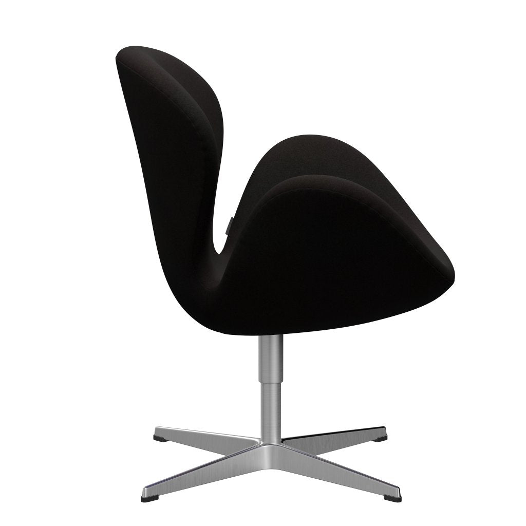 Fritz Hansen Swan Lounge Chair, satén kartáčovaný hliník/divina tmavě hnědá (384)