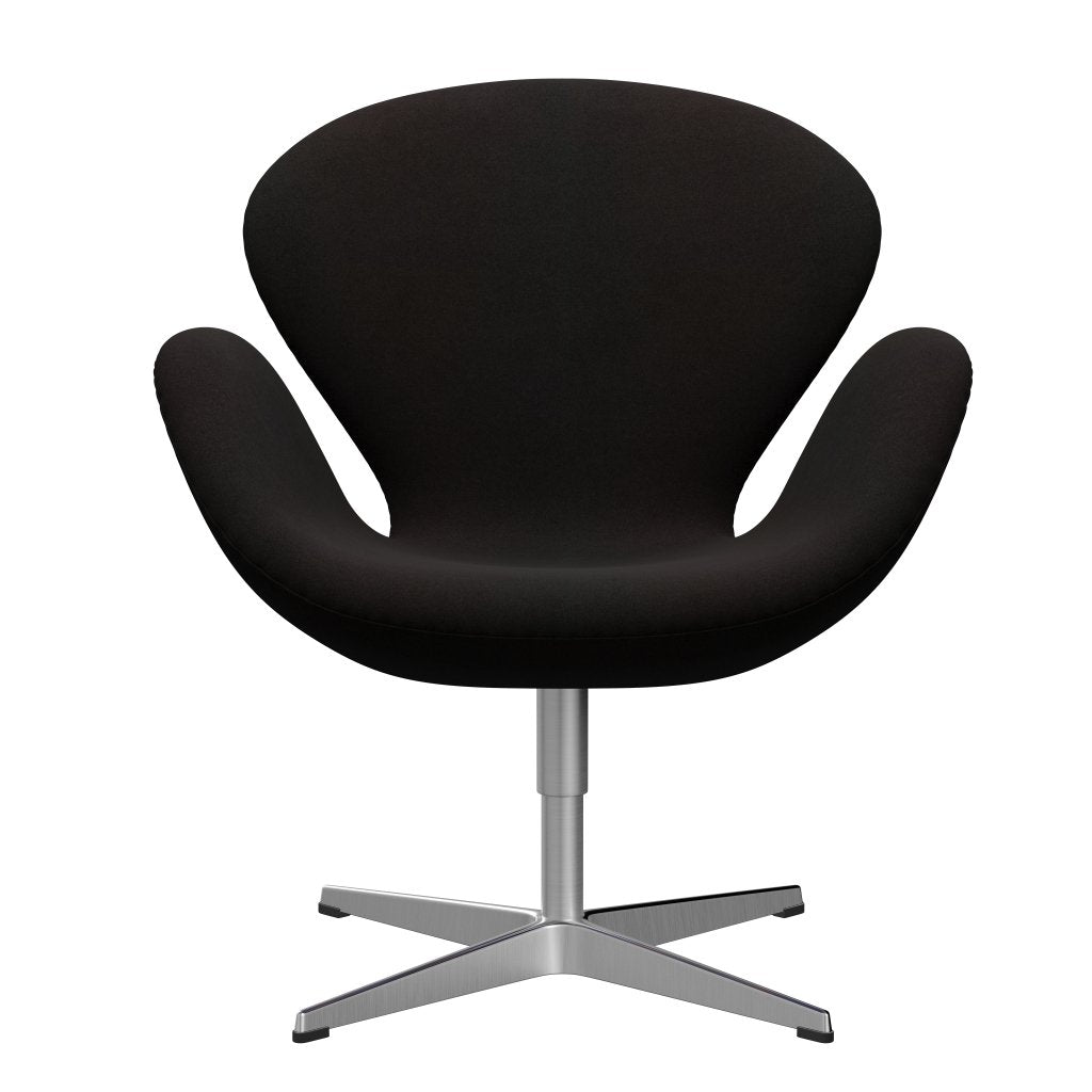 Fritz Hansen Swan Lounge Chair, Satin Brushed Aluminium/Divina Dark Brown (384)