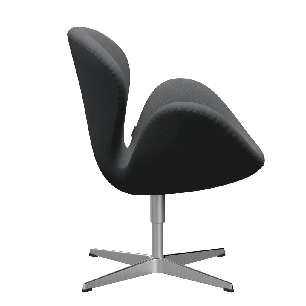 Fritz Hansen Swan Lounge Chair, Satin Brushed Aluminium/Divina Dark Grey