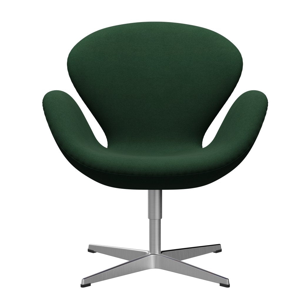 Fritz Hansen Swan Lounge Chair, saténová kartáčovaná hliník/Divina Dark Green (876)