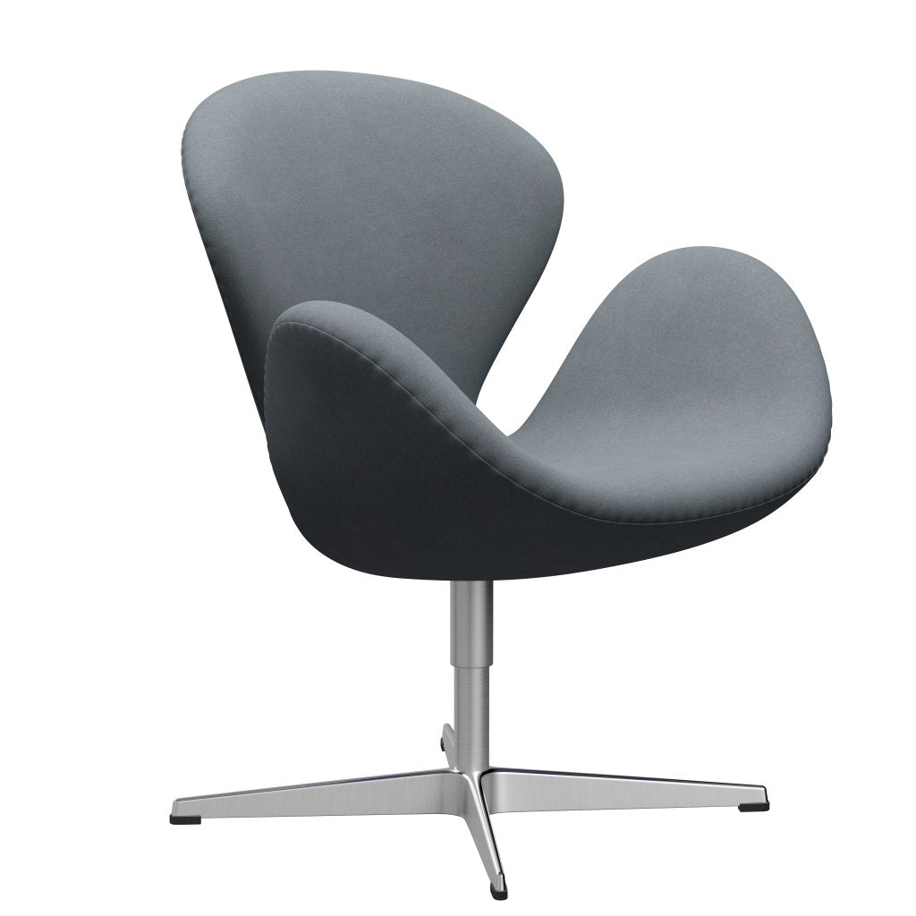 Fritz Hansen Swan Lounge Chair, satén kartáčovaný hliník/divina světle šedá