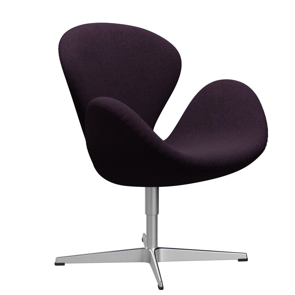 Fritz Hansen Swan Lounge Chair, satén kartáčovaný hliník/divina MD Aubergin