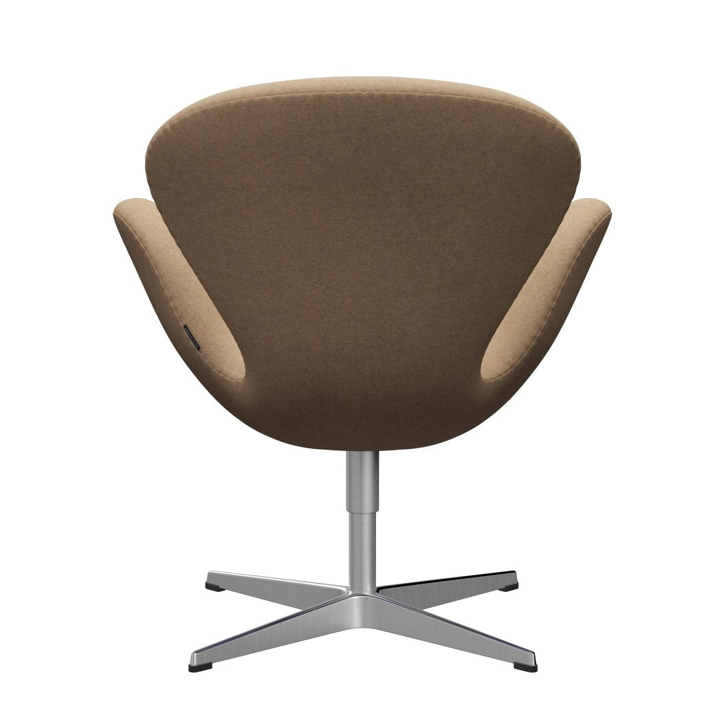 Fritz Hansen Swan Lounge Chair, Satin Brushed Aluminium/Divina Md Cappuccino