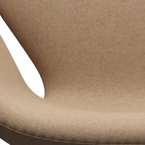 Fritz Hansen Swan Lounge Chair, Satin Brushed Aluminium/Divina Md Cappuccino