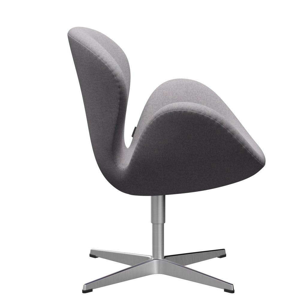 Fritz Hansen Swan Lounge Chair, satén kartáčovaný hliník/divina md chladná světle šedá