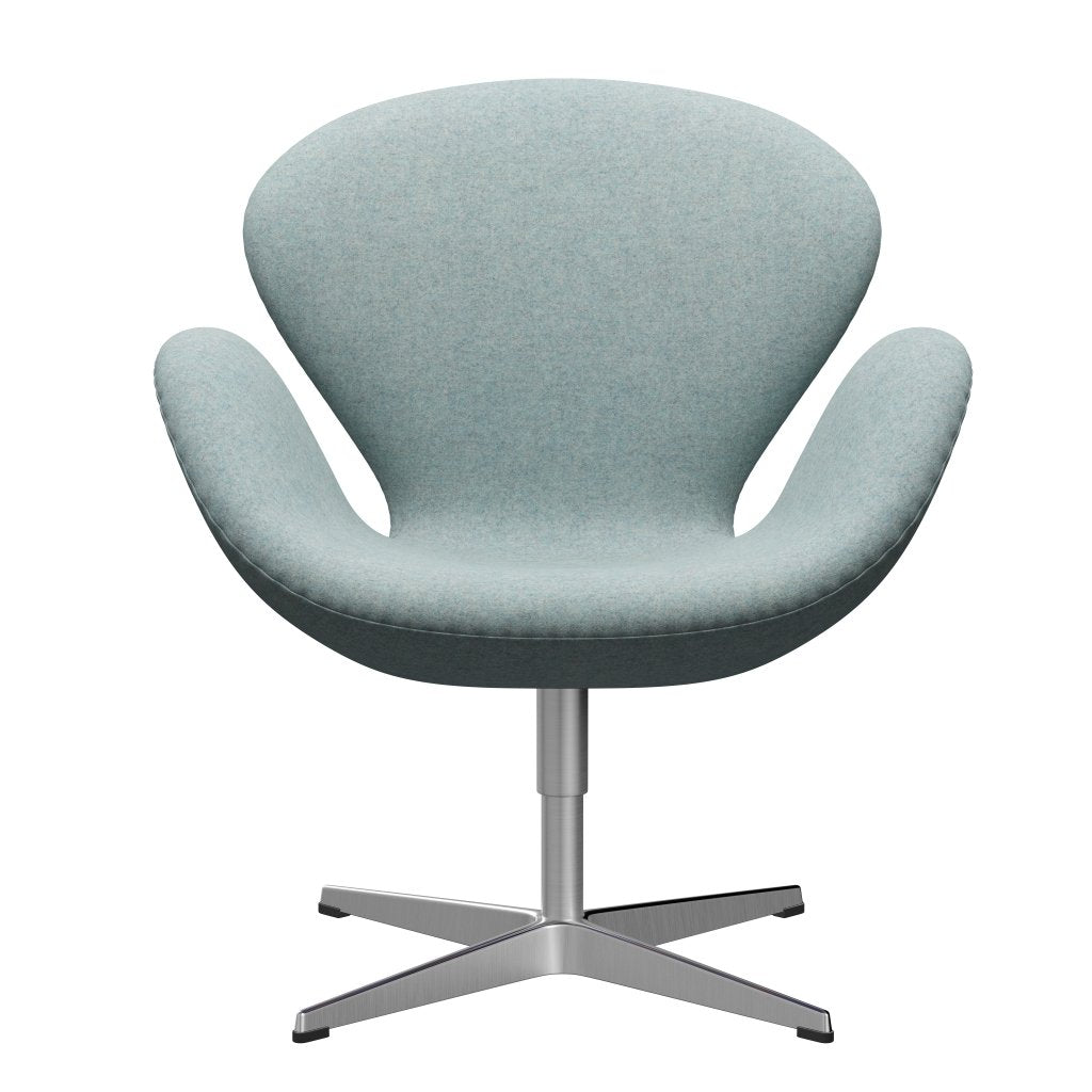 Fritz Hansen Swan Lounge Chair, Satin Brushed Aluminium/Divina Md Mint