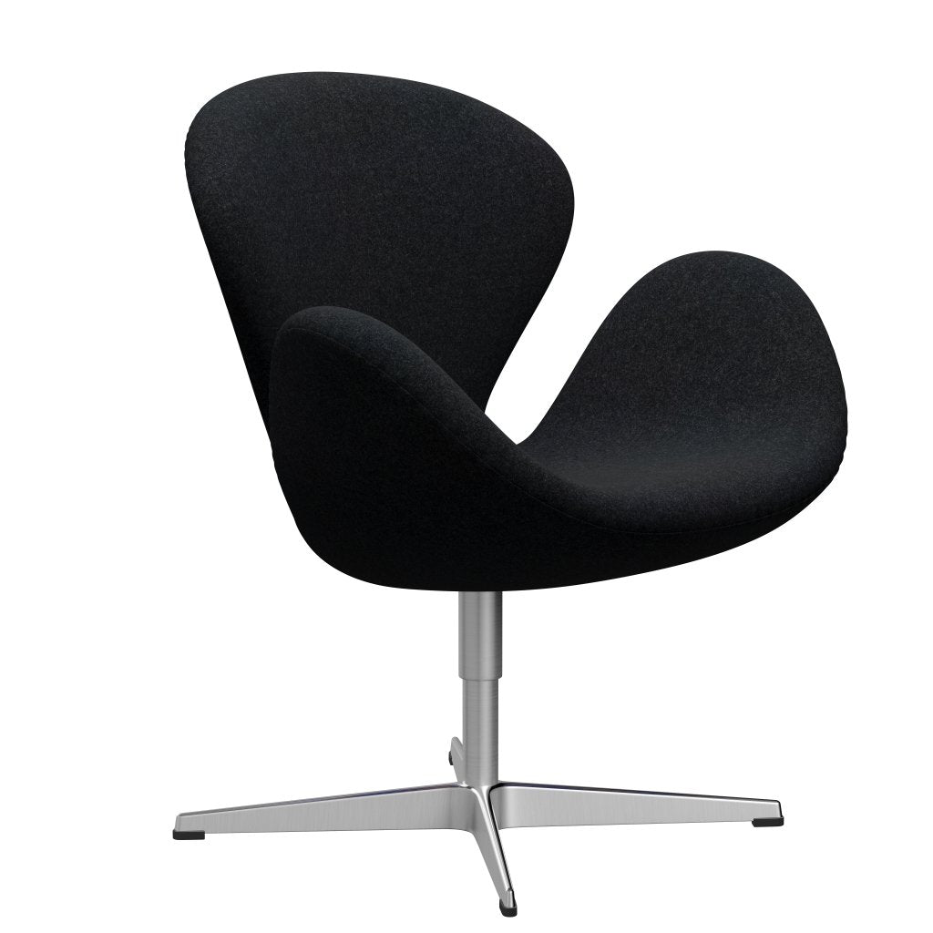 Fritz Hansen Swan Lounge Chair, satén kartáčovaný hliník/Divina MD černá