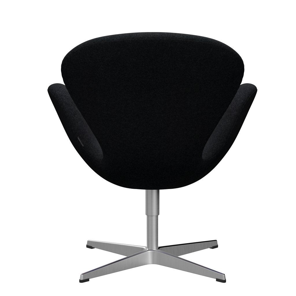 Fritz Hansen Swan Lounge Chair, Satin Brushed Aluminium/Divina Md Black