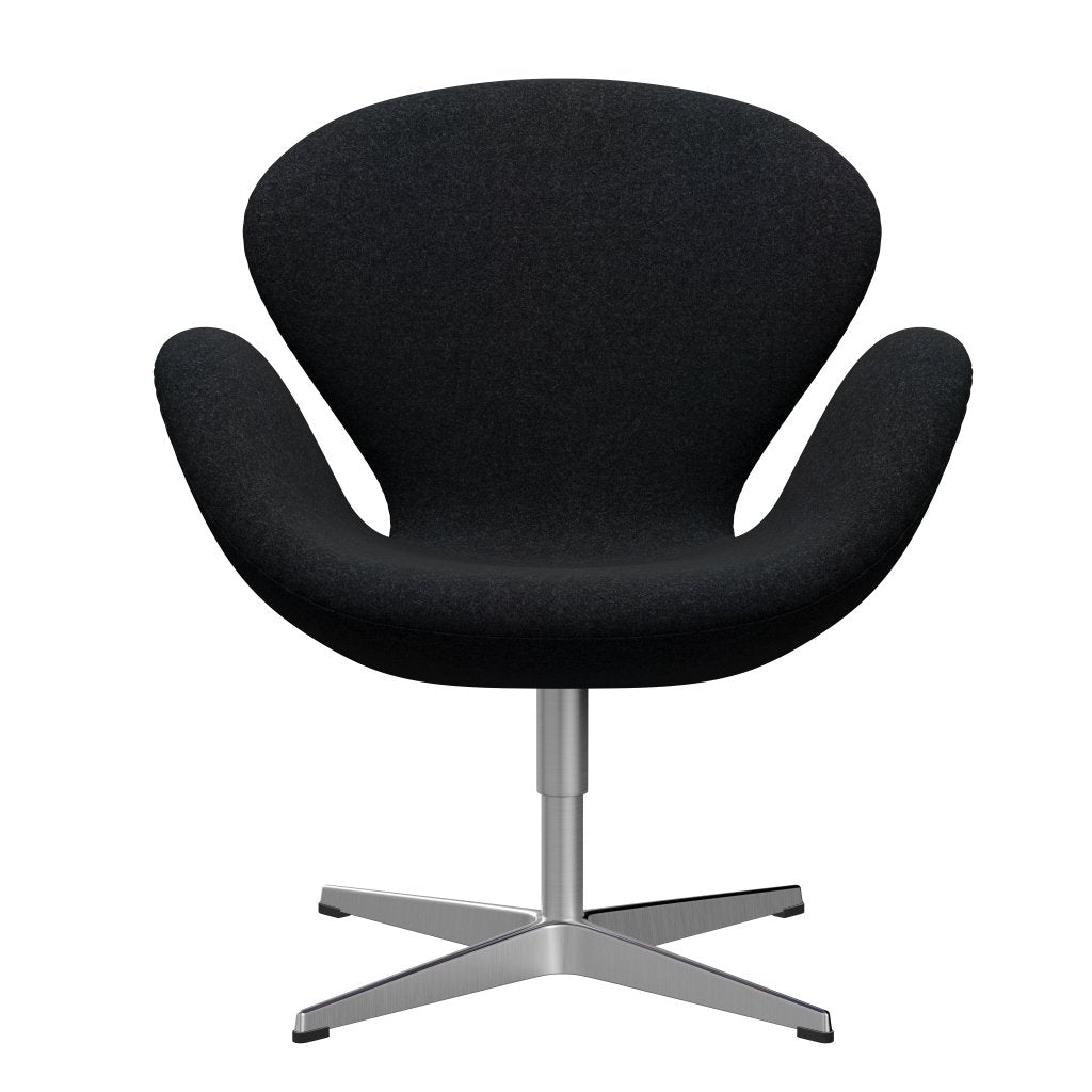 Fritz Hansen Swan Lounge Chair, satén kartáčovaný hliník/Divina MD černá