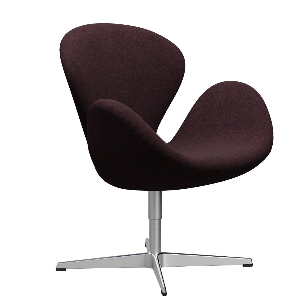 Fritz Hansen Swan Lounge Chair, Sating Barmated Aluminium/Divina MD víno červené