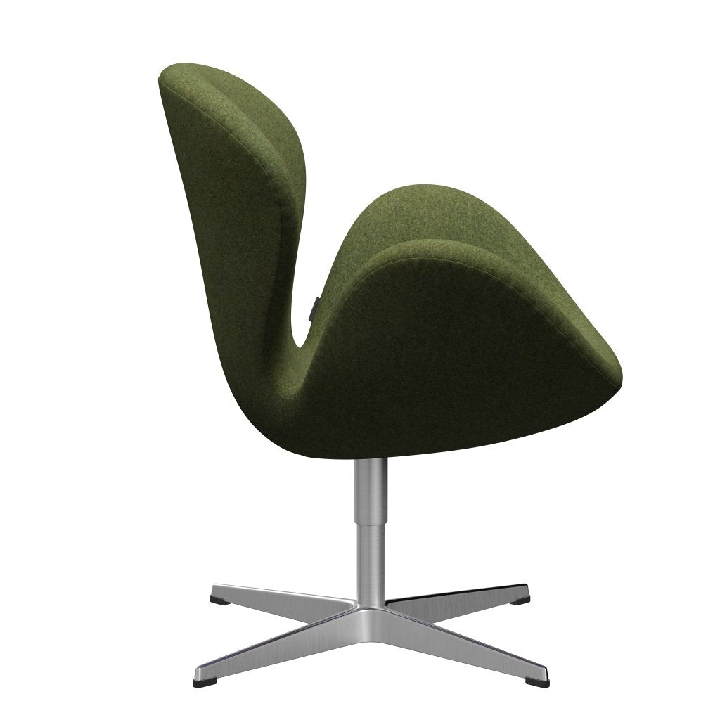 Fritz Hansen Swan Lounge Chair, Satin Brushed Aluminium/Divina Md Wintergreen