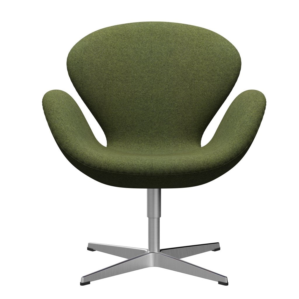 Fritz Hansen Swan Lounge Chair, satén kartáčovaný hliník/Divina MD Wintergreen