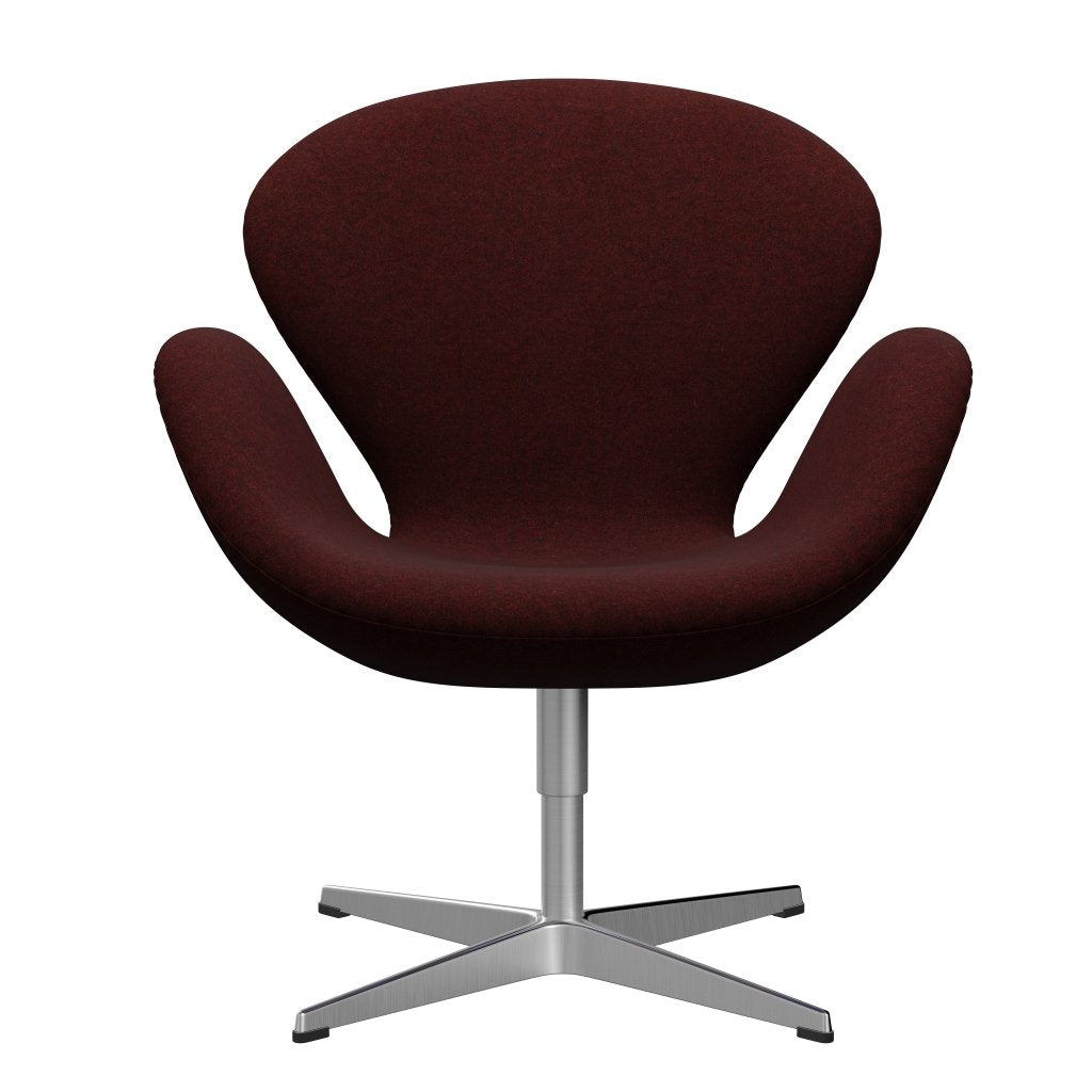 Fritz Hansen Swan Lounge Chair, satén kartáčovaný hliník/divina melange burgundsko