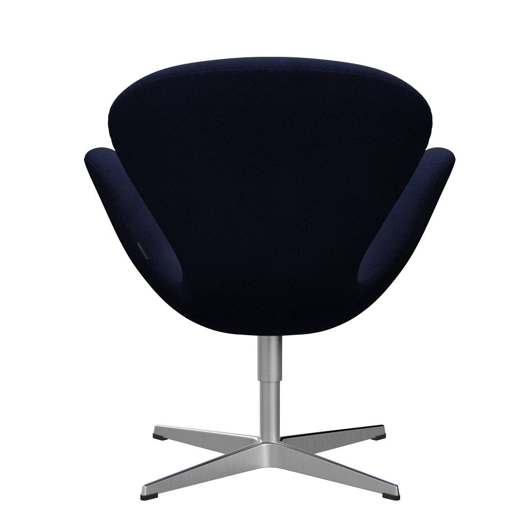 Fritz Hansen Swan Lounge Chair, Satin Brushed Aluminium/Divina Melange Dark Blue