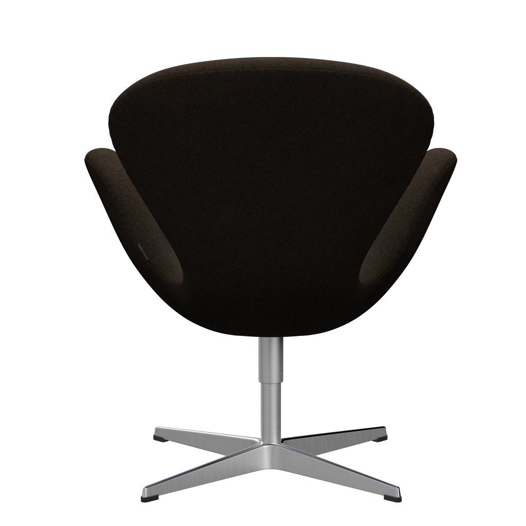 Fritz Hansen Swan Lounge Chair, Satin Brushed Aluminium/Divina Melange Dark Brown