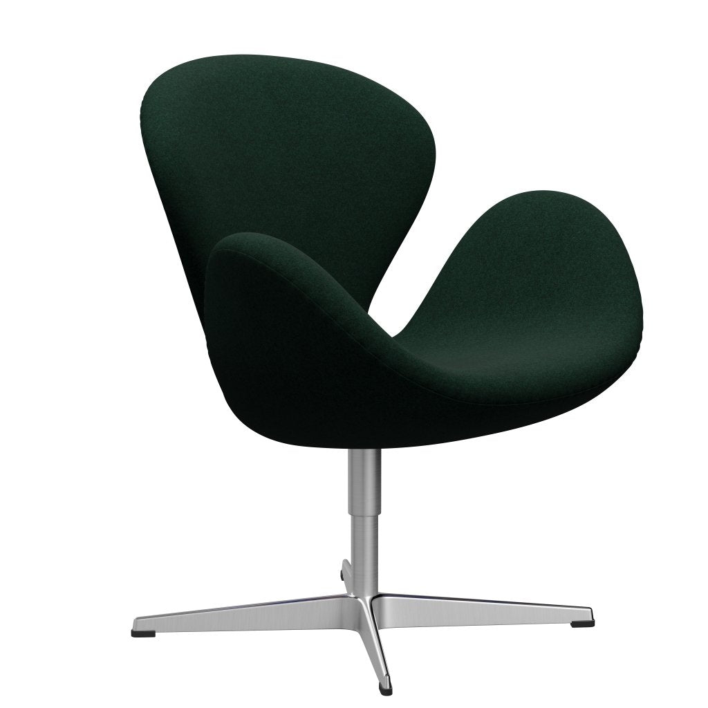 Fritz Hansen Swan Lounge Chair, saténová kartáčovaná hliník/Divina Melange Dark Green (871)