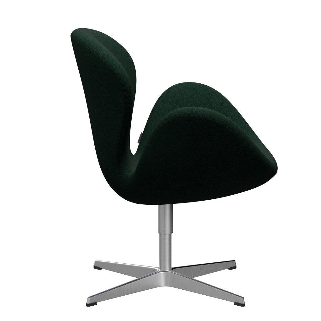 Fritz Hansen Swan Lounge Chair, saténová kartáčovaná hliník/Divina Melange Dark Green (871)