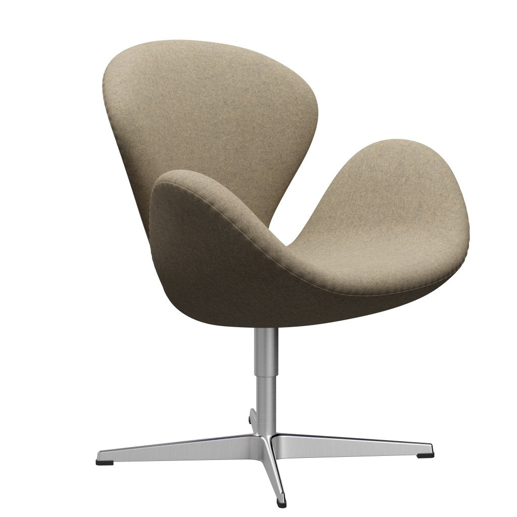 Fritz Hansen Swan Lounge Chair, satén kartáčovaný hliník/divina melange šedý písek