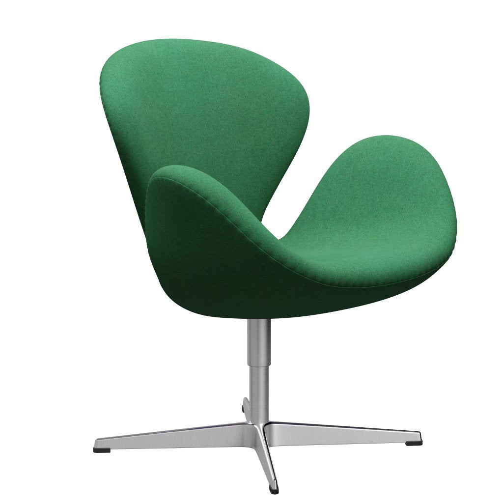 Fritz Hansen Swan Lounge Chair, satén kartáčovaný hliník/divina melange zelená