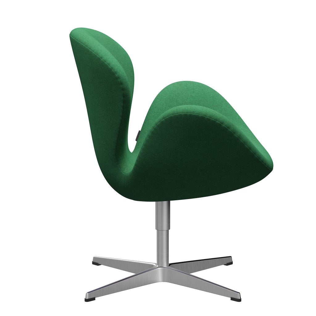 Fritz Hansen Swan Lounge Chair, satén kartáčovaný hliník/divina melange zelená