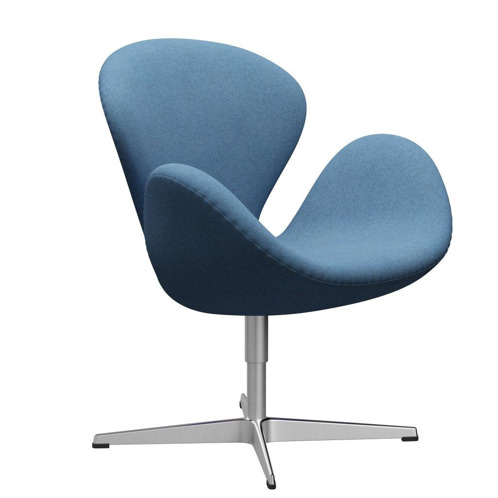 Fritz Hansen Swan Lounge Chair, satén kartáčovaný hliník/divina melange světle modrá