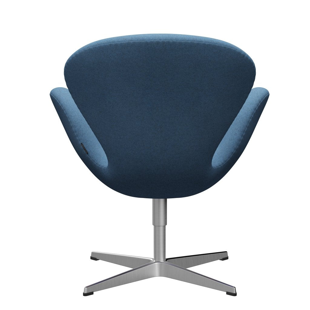 Fritz Hansen Swan Lounge Chair, Satin Brushed Aluminium/Divina Melange Light Blue