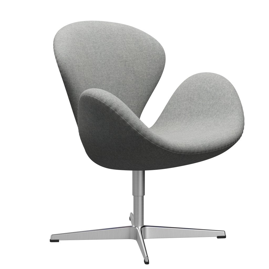 Fritz Hansen Swan Lounge Chair, satén kartáčovaný hliník/divina melange světle šedá