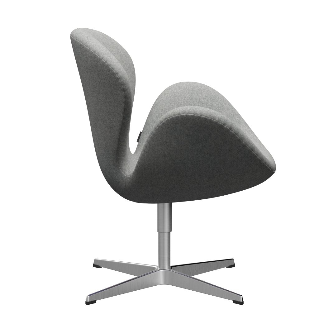 Fritz Hansen Swan Lounge Chair, satén kartáčovaný hliník/divina melange světle šedá