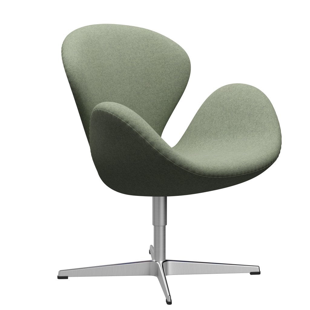 Fritz Hansen Swan Lounge Chair, satén kartáčovaný hliník/divina melange světlo zelená